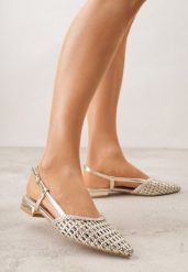 Złote Sandały z Plecioną Cholewką Triscan. Żółte sandały damskie Renee, bez wzorów, bez obcasa, na płaskiej podeszwie, bez zapięcia. Za 129.99 zł.