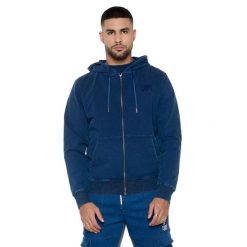 Bluza z bawełna z kaptur na czas wolny na co dzień. Niebieskie bluzy męskie LEONE 1947 APPAREL, bez wzorów, z bawełny, bez kaptura, na fitness i siłownię. W wyprzedaży za 206.29 zł.