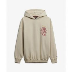Damska bluza oversize z kapturem Superdry Tokyo Narrative. Brązowe bluzy damskie Superdry, bez wzorów, bez ramiączek, z kapturem. Za 338.60 zł.
