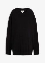 Miękki sweter ciążowy z rozcięciami po bokach z bawełny organicznej. Czerwone swetry nierozpinane damskie bonprix, bez wzorów, z bawełny, bez kołnierzyka, moda ciążowa, bez ramiączek. Za 112.99 zł.