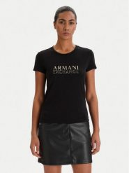 Armani Exchange T-Shirt XW001837 AF16294 UC001 Czarny Slim Fit. Czarne t-shirty damskie Armani Exchange, xs, bez wzorów, z bawełny, bez kołnierzyka, bez ramiączek. Za 299.99 zł.