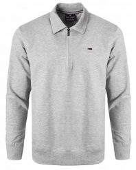 Wygodna Bluza Bawełniana - Pako Jeans - z Kołnierzykiem Polo, Popielata. Szare bluzy męskie Pako Jeans, l, bez wzorów, z bawełny, klasyczne, bez ramiączek, bez kaptura. Za 175.00 zł.