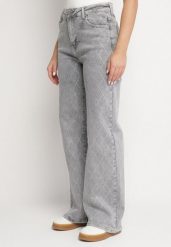 Szare Jeansy Szerokie Ozdobione Cyrkoniami z Bawełną Lisamariela. Szare jeansy damskie Born2be, z aplikacjami, z bawełny, eleganckie, z podwyższonym stanem. Za 79.99 zł.