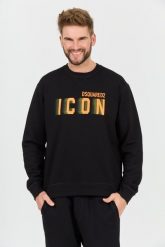 DSQUARED2 Czarna bluza Icon Blur Cool Fit Crewneck. Czarne bluzy męskie Dsquared2, m, bez wzorów, bez ramiączek, bez kaptura. W wyprzedaży za 899.99 zł.