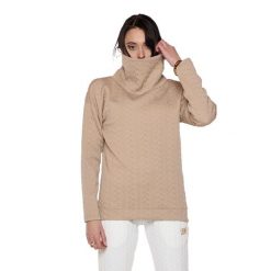 Bluza na co dzień na siłownię. Brązowe bluzy damskie LEONE 1947 APPAREL, bez wzorów, z elastanu, bez ramiączek, bez kaptura. W wyprzedaży za 134.57 zł.