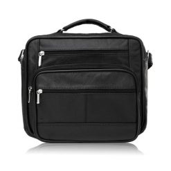 Skórzana torba męska na ramię do pracy na co dzień Abruzzo ABR-16. Czarne torby na ramię męskie z materiału, do ręki. Za 164.00 zł.