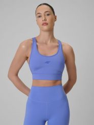 4F Biustonosz treningowy z niskim wsparciem damski - niebieski XS. Niebieskie bielizna sportowa damska 4F, xs, bez wzorów, z gumy. Za 99.99 zł.