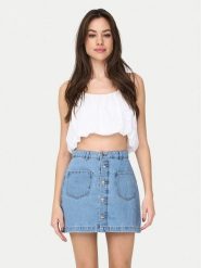 ONLY Top Lou 15342566 Biały Cropped Fit. Białe topy damskie ONLY, l, bez wzorów, z bawełny, bez kołnierzyka, bez ramiączek. Za 49.99 zł.