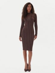 Fracomina Sukienka dzianinowa FJ25WD5006K463Q7 Brązowy Slim Fit. Brązowe sukienki damskie Fracomina, l, bez wzorów, z dzianiny, bez kołnierzyka, bez ramiączek. Za 499.99 zł.