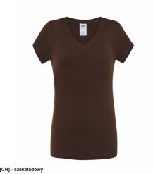 JHK - Bluzka damska typu V-Neck czekoladowy S. Brązowe bluzki damskie JHK, s, bez wzorów, bez kołnierzyka, bez ramiączek. Za 15.81 zł.