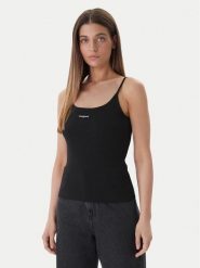 Tommy Jeans Top DW0DW22278 Czarny Slim Fit. Czarne topy damskie Tommy Jeans, xl, bez wzorów, z bawełny, bez kołnierzyka, bez ramiączek. Za 149.99 zł.