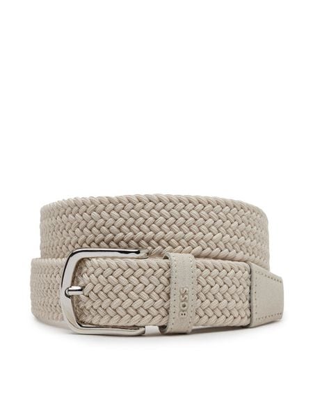 BOSS Pasek Męski 50537169 Beżowy. Brązowe paski męskie Boss, z materiału. Za 379.99 zł.