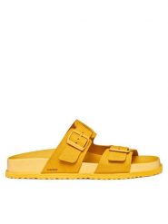 Geox Klapki U Parnaiba U651KA 00022 C2000 Żółty. Żółte klapki męskie Geox, bez wzorów, ze skóry, bez zapięcia. Za 359.99 zł.