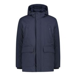 Kurtka narciarska z kapturem CMP. Niebieskie kurtki sportowe męskie CMP, na zimę, bez wzorów, z kapturem, narciarskie. W wyprzedaży za 499.99 zł.