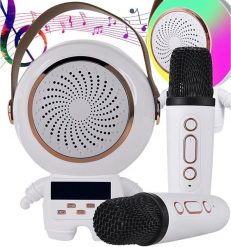 Bezprzewodowy przenośny zestaw do karaoke głośnik bluetooth + 2x mikrofon. Głośniki przenośne NoName. Za 86.27 zł.