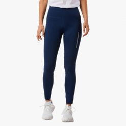 Długie legginsy treningowe damskie Swedemount Core Pocket Tights szybkoschnące. Niebieskie bielizna sportowa damska SWEDEMOUNT, bez wzorów, z tkaniny. W wyprzedaży za 125.00 zł.