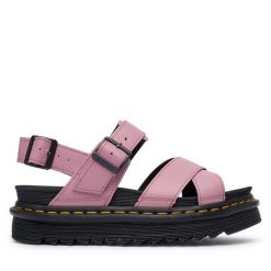 Sandały Dr. Martens. Czerwone sandały damskie Dr. Martens, bez wzorów, bez obcasa, na płaskiej podeszwie, bez zapięcia. Za 487.99 zł.