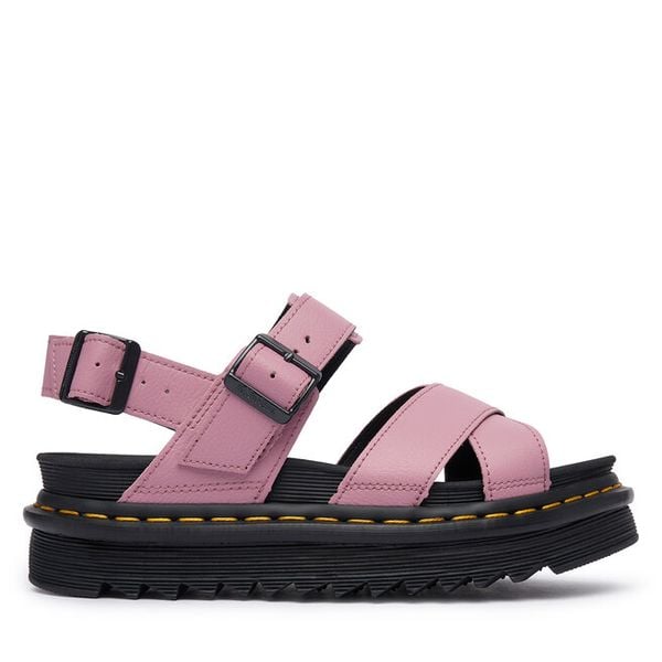Sandały Dr. Martens. Czerwone sandały damskie Dr. Martens, bez wzorów, bez obcasa, na płaskiej podeszwie, bez zapięcia. Za 487.99 zł.
