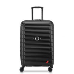 Walizka na kółkach Delsey ELEGANCE, średnia rozszerzalna 66cm. Czarne walizki damskie DELSEY PARIS, bez wzorów, średnie. Za 1,020.50 zł.