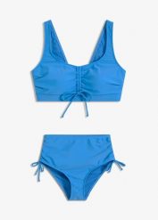 Bikini bustier z troczkami (komplet 2 cz.). Czarne bikini bonprix, bez wzorów. Za 94.99 zł.