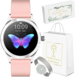 Zestaw Smartwatch G.ROSSI różowy srebrny +Torebka. Czerwone zegarki smartwatch Gino Rossi, bez wzorów. Za 361.58 zł.
