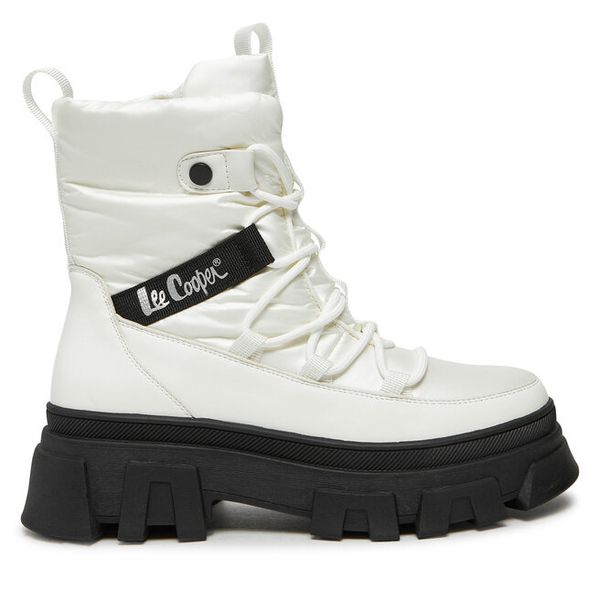 Botki Lee Cooper. Białe botki damskie Lee Cooper, bez wzorów, bez obcasa, na płaskiej podeszwie, bez zapięcia. Za 269.99 zł.