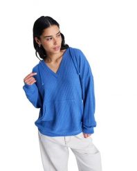 Bluza z kapturem dla Kobiety OCEAN DRIVE Niebieski. Niebieskie bluzy damskie Roxy, s, bez wzorów, z dzianiny, bez ramiączek, z kapturem. Za 219.99 zł.