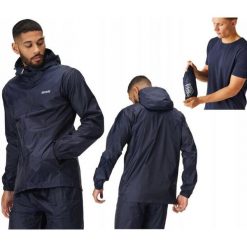 Kurtka przeciwdeszczowa dla mężczyzn Regatta RMW281 z kapturem. Niebieskie kurtki męskie Regatta, m, bez wzorów, sportowe, z kapturem. W wyprzedaży za 109.99 zł.
