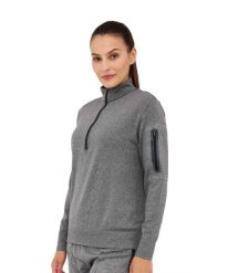 Bluza damska wełniana z krótkim ekspresem Brubeck OUTDOOR MERINO. Szare bluzy damskie Brubeck, xl, bez wzorów, z poliesteru, eleganckie, bez ramiączek, bez kaptura. Za 299.00 zł.