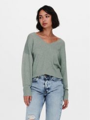 ONLY Sweter Rica 15224360 Zielony Regular Fit. Zielone swetry nierozpinane damskie ONLY, m, bez wzorów, z syntetyku, bez kołnierzyka, bez ramiączek. Za 109.99 zł.