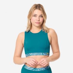 Góra kostiumu kąpielowego surfingowego damska Olaian Carla. Fioletowe bikini OLAIAN, bez wzorów, z elastanu. W wyprzedaży za 79.99 zł.