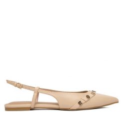 Baleriny Guess. Brązowe balerinki damskie Guess, z aplikacjami, bez obcasa, bez zapięcia. Za 589.99 zł.