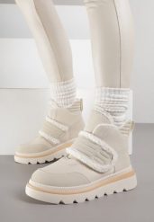 Beżowe Śniegowce z Przeszyciami i Futerkiem Newella. Brązowe śniegowce damskie Born2be, z jeansu, bez zapięcia. Za 129.99 zł.