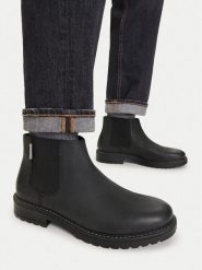 Guess Jeans Sztyblety CEO-ARMY-23 MI08 Czarny. Czarne botki męskie Guess Jeans, z aplikacjami, z jeansu, bez obcasa, bez zapięcia. Za 299.99 zł.
