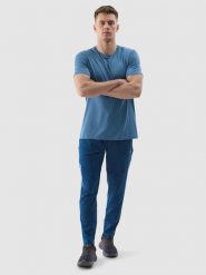 4F Spodnie treningowe szybkoschnące męskie - granatowe S. Niebieskie spodnie sportowe męskie 4F, l, bez wzorów, z dzianiny, na fitness i siłownię. W wyprzedaży za 79.99 zł.