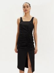 KARL LAGERFELD Sukienka letnia 241W1303 Czarny Slim Fit. Czarne sukienki damskie KARL LAGERFELD, na lato, bez wzorów, z bawełny, bez kołnierzyka, bez ramiączek. Za 709.99 zł.