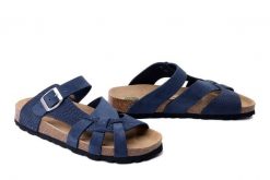 DR. BRINKMANN 701006-05 blau, klapki damskie. Niebieskie klapki damskie Dr. Brinkmann, na lato, bez wzorów, ze skóry, bez obcasa, bez zapięcia. Za 289.90 zł.