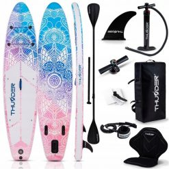 Deska SUP pompowana 350 cm THUNDER stabilna wyporna zestaw plecak 150 kg. Białe plecaki męskie THUNDER, bez wzorów, z gumy, sportowe. Za 899.00 zł.