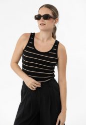 Top w paski T-ESTER. Koszulki sportowe damskie Volcano, s, bez wzorów, z bawełny, bez ramiączek. Za 54.99 zł.