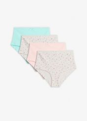 Figi maxi panty z miękkiej prążkowanej bawełny (4 szt.). Białe majtki damskie bonprix, z bawełny. Za 59.96 zł.