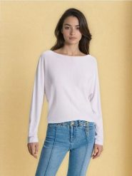 Sweter basic z ozdobnym przeszyciem z wiskozą - biały. Białe swetry nierozpinane damskie Sinsay, l, bez wzorów, z wiskozy, bez kołnierzyka, bez ramiączek. Za 39.99 zł.