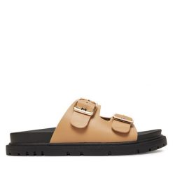 Klapki MEXX. Brązowe klapki damskie Mexx, bez wzorów, bez obcasa, bez zapięcia. Za 229.99 zł.