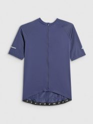 4F Koszulka kolarska męska - granatowa S. Niebieskie t-shirty męskie 4F, l, bez wzorów, z włókna, bez kołnierzyka, bez ramiączek. Za 179.99 zł.