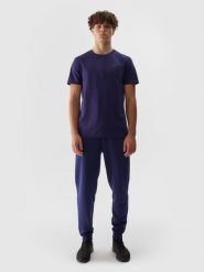 4F Spodnie dresowe joggery męskie - granatowe 3XL. Niebieskie spodnie materiałowe męskie 4F, l, bez wzorów, z bawełny. W wyprzedaży za 79.99 zł.