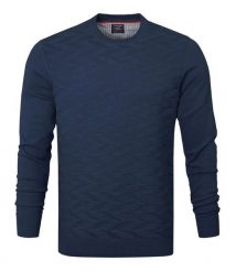 Bawełniany Sweter Pako Jeans - Okrągły Dekolt - Granatowy. Niebieskie swetry męskie Pako Jeans, l, bez wzorów, z bawełny, klasyczne, bez kołnierzyka, bez ramiączek. Za 169.00 zł.