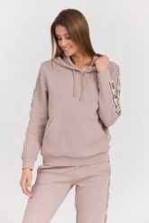 GUESS Damska bluza w kolorze taupe Carla Hooded, Rozmiar XS. Brązowe bluzy damskie Guess, s, z aplikacjami, z bawełny, eleganckie, bez ramiączek, bez kaptura. W wyprzedaży za 265.99 zł.
