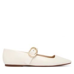 Baleriny Calvin Klein. Białe balerinki damskie Calvin Klein, bez wzorów, bez obcasa, bez zapięcia. Za 489.99 zł.