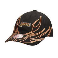 Czapka z daszkiem Mitchell & Ness NBA Los Angeles Lakers Flamez - 6LUXMM20018. Czarne czapki damskie Mitchell & Ness, bez wzorów, sportowe. Za 89.00 zł.