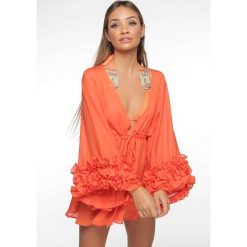 Tunika plazowa EDITA ORANGE. Brązowe tuniki damskie Tunika plazowa EDITA ORANGE, l, bez wzorów, bez ramiączek. W wyprzedaży za 99.00 zł.