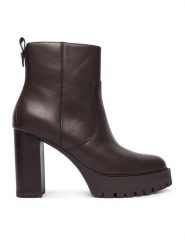 PINKO Botki Clara 01 SD0577P001 Brązowy. Brązowe botki damskie Pinko, bez wzorów, ze skóry, bez obcasa, na słupku, bez zapięcia. Za 1,399.00 zł.